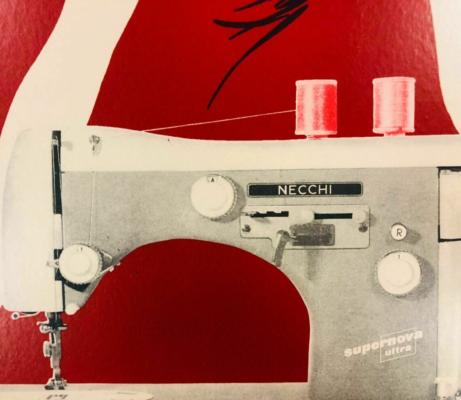 270.0 Jeanne Grignani, 80s   Necchi (Red)   Original Affiche Linen Backed On Canvas photo
