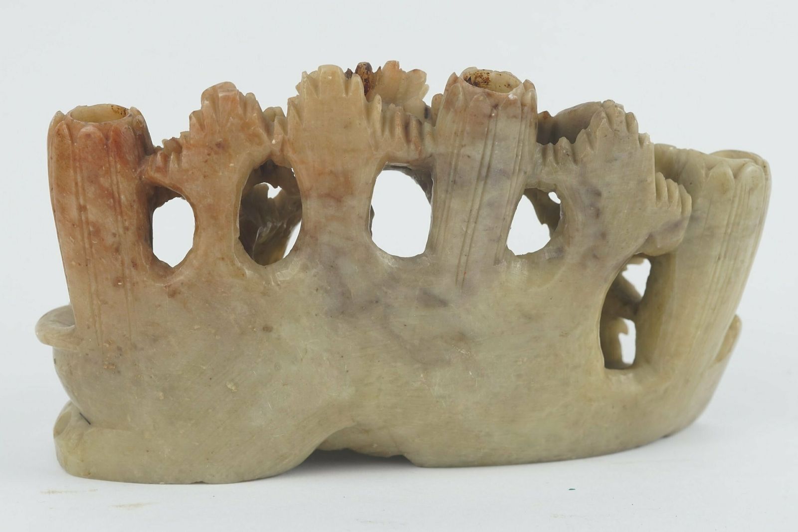 Vintage Chinese Hand Carved Soapstone Brushpot photo for sale
