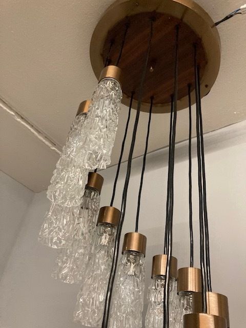 780.0 Modern Design Pendant Lamp From The 70s With 12 Murano Glass Glasses. photo