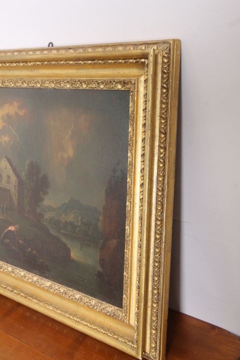 Important Flemish Oil Painting On Canvas From The 1750s !! With Storm And Fire. photo 2454.4