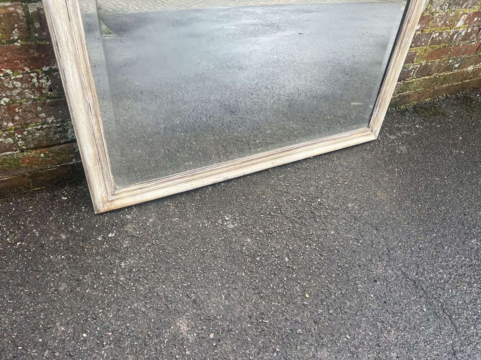A Stunning Large Antique French 19th C Painted Shaped Top Mirror. photo Home Decor