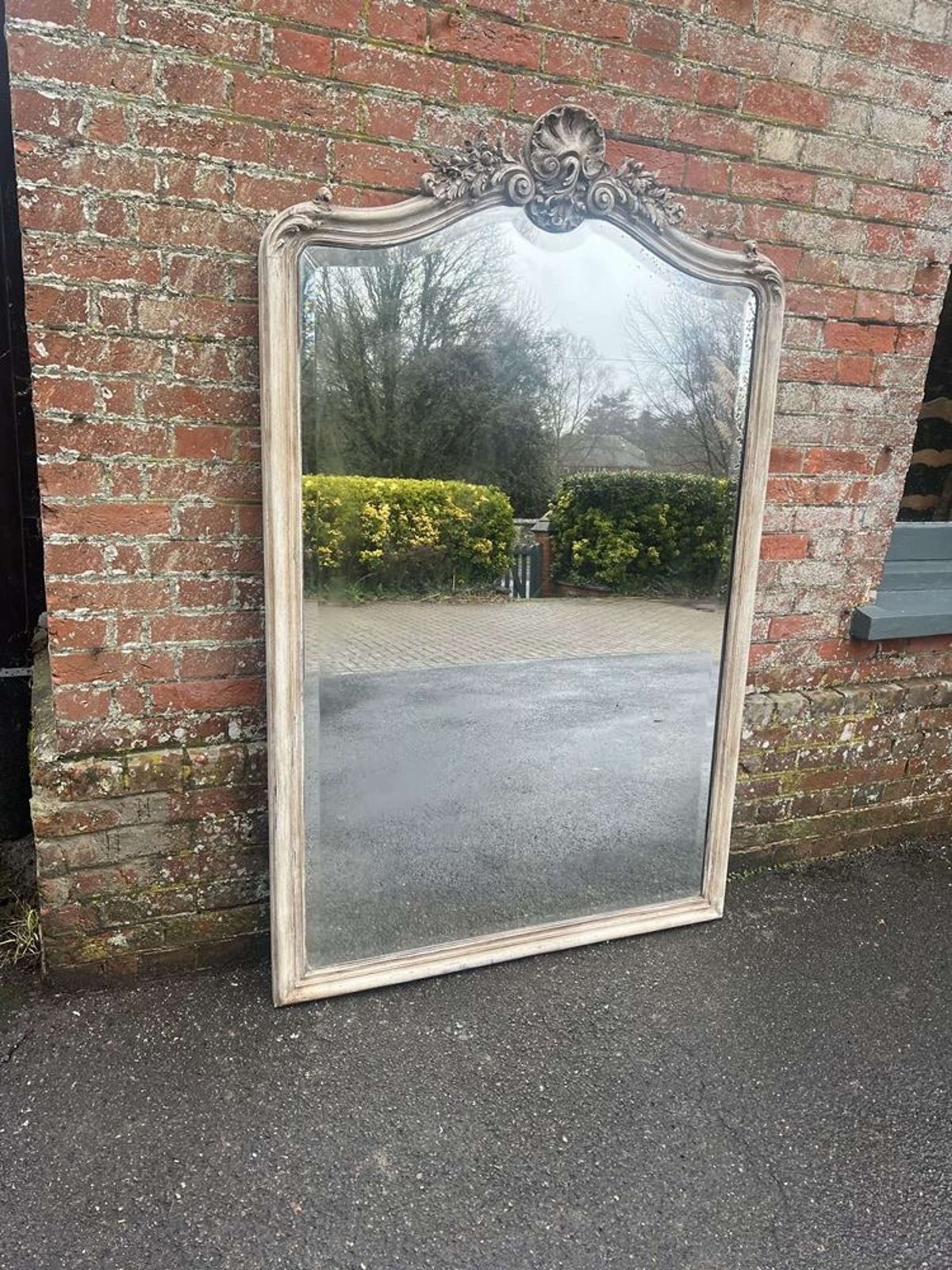 A Stunning Large Antique French 19th C Painted Shaped Top Mirror. photo 2295.0