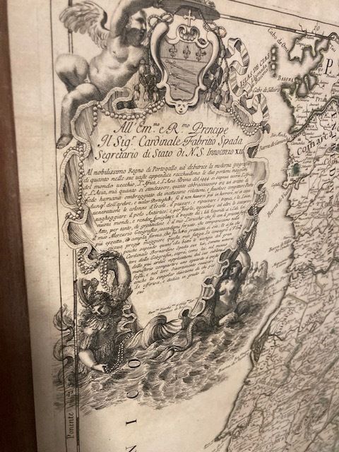 Old Engraved Map Of The Kingdom Of Portugal January 1, 1692 Meas photo for sale