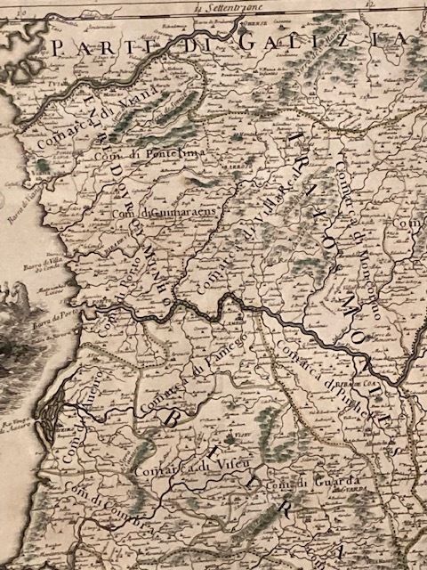 Old Engraved Map Of The Kingdom Of Portugal January 1, 1692 Meas photo buy