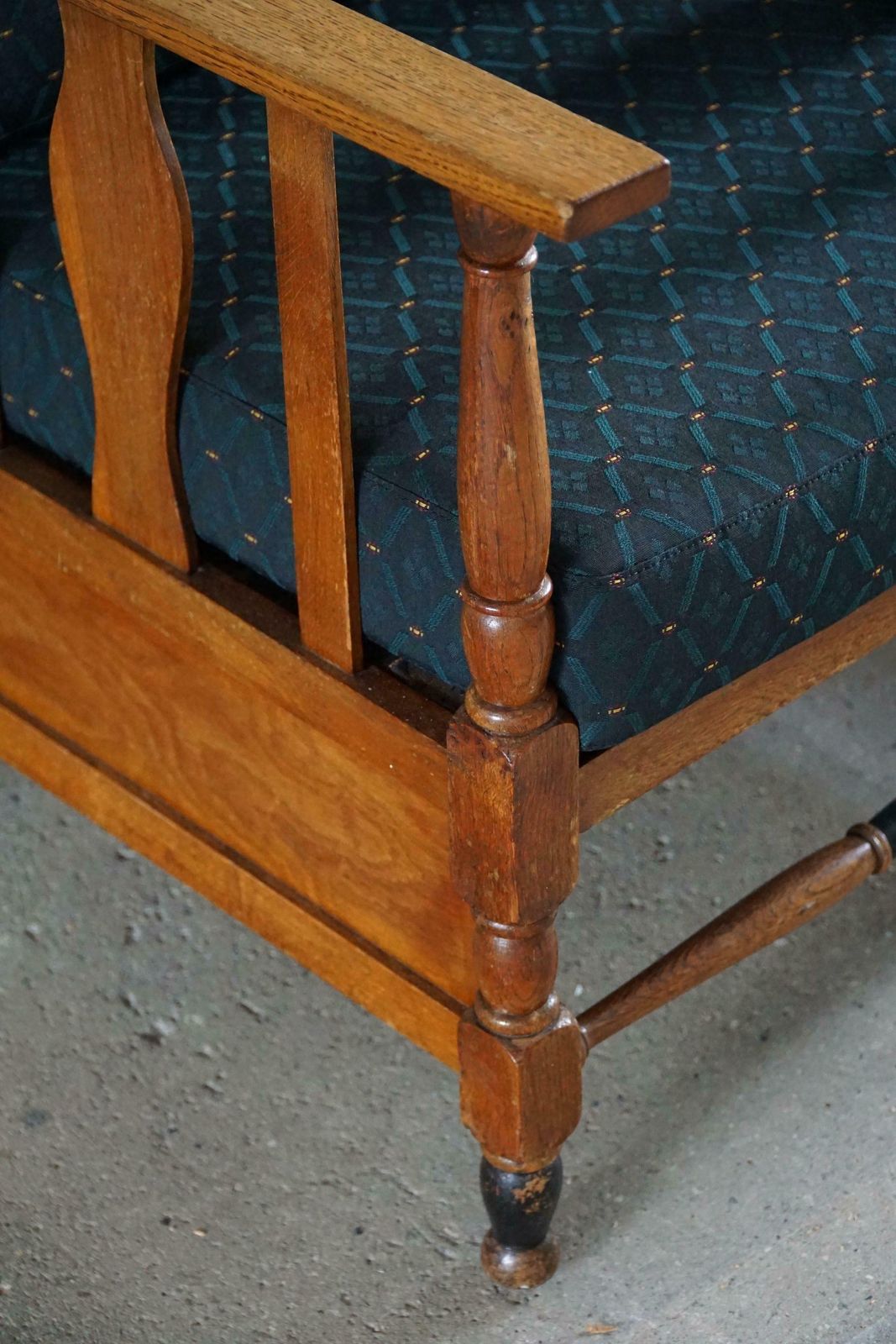 Art Nouveau, Pair Of Lounge Chairs In Oak, Reupholstered In Style Fabric, 1920s photo buy