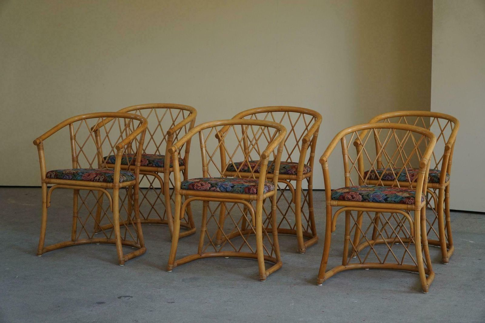 Set Of 6 Sculptural Vintage Bamboo Dining Chairs, Danish Modern, Made In 1960s photo 1893.0