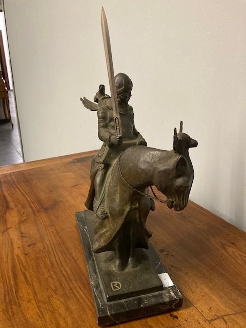 Ancient Bronze Of A Knight On Horseback From The Early 1900s, Italian School. photo 388.96