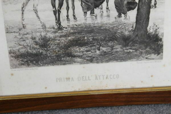 Ancient Print Depicting "The Attack". Italy From The 19th Century In Frame. photo Art