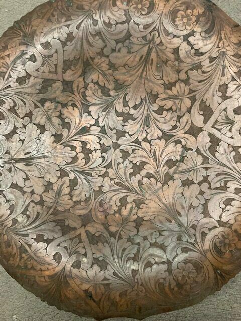 Antique Copper Centerpiece With Floral Embossing. Italy 19th Century photo Home Decor