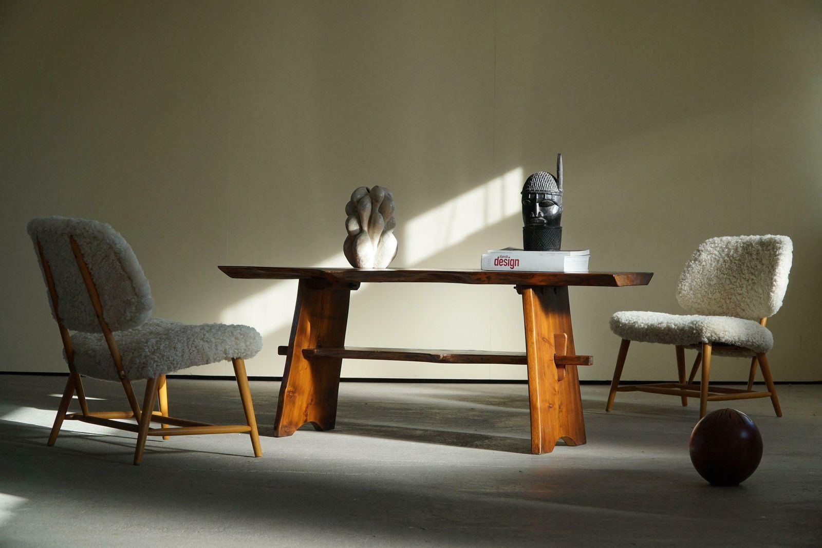 photo for sale Mid Century Organic Wooden Scandinavian Wabi Sabi Coffee Table, Made In 1960s