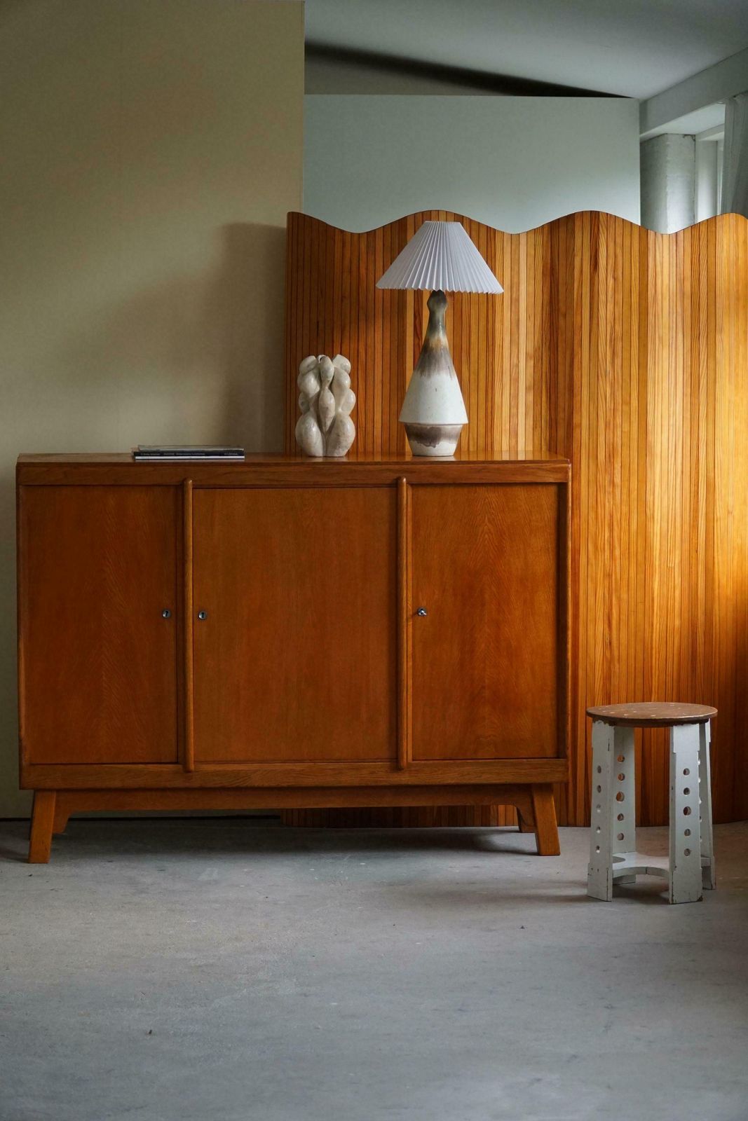 Furniture Mid Century Cabinet / Sideboard In Teak & Oak, Danish Cabinetmaker, 1960s photo