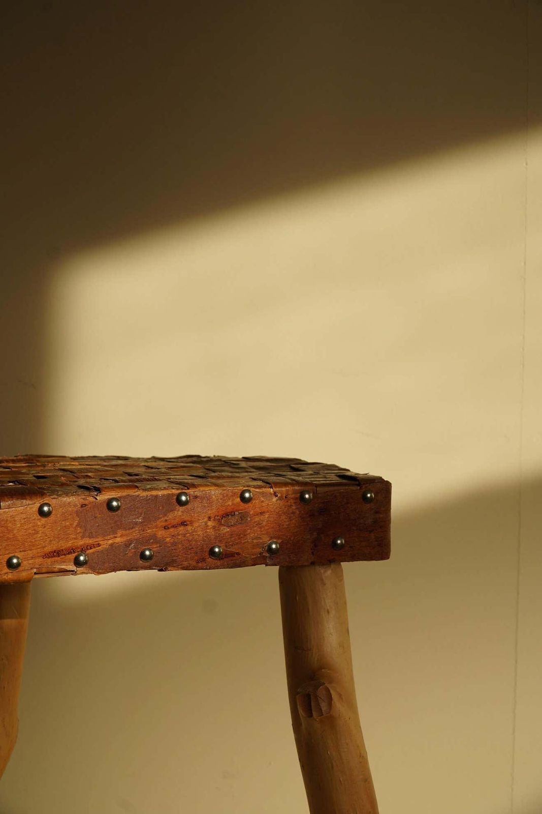 Danish Modern  Organic Wooden Hand Crafted Wabi Sabi Tripod Stool 1960s photo vintage