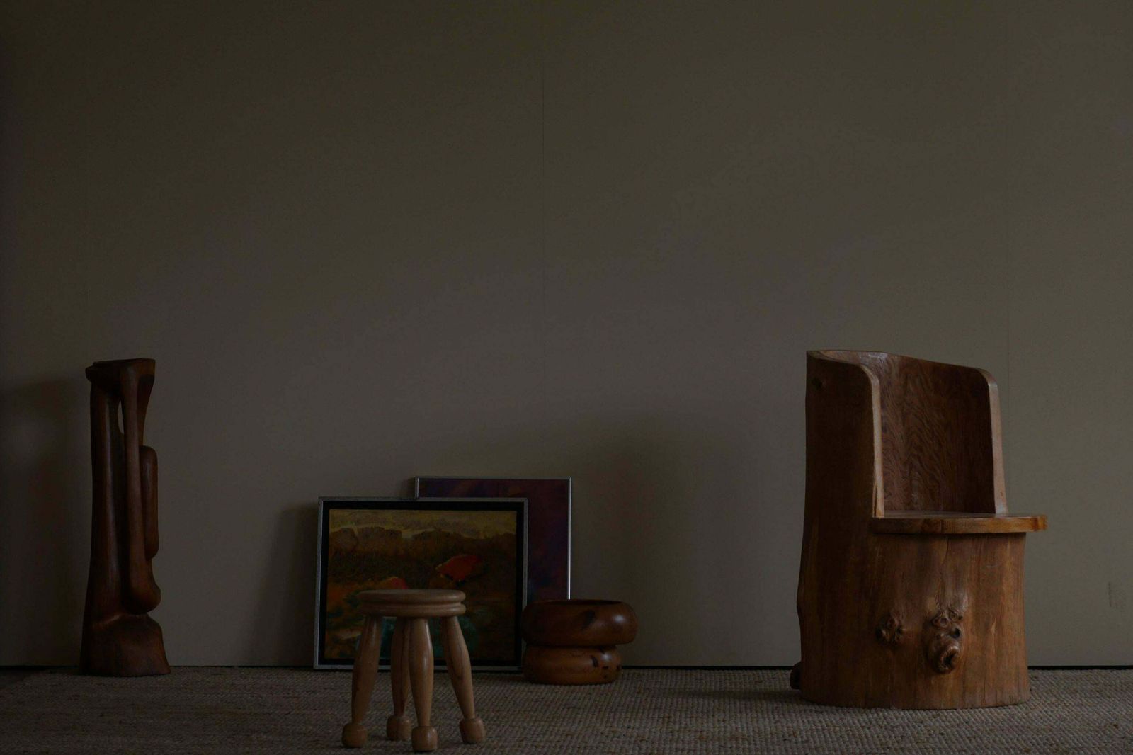 Mid Century Sculptural Brutalist Swedish Stump Chair In Solid Pine photo Furniture