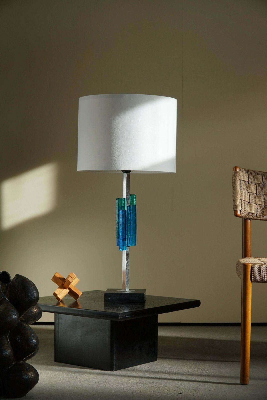 Svend Aage Holm Sørensen Table Lamp, Metal & Glass, Danish Modern Design, 1960s photo furniture