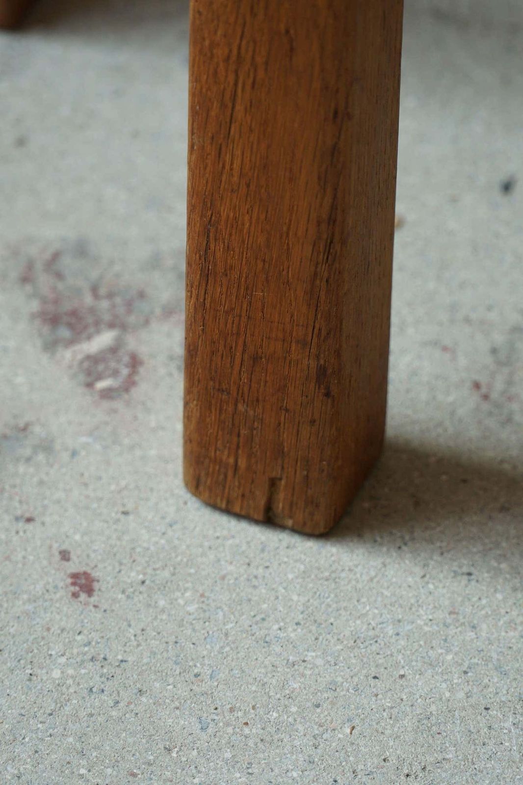 Danish Mid Century Stool In Oak And Reupholstered In Bouclé Wool Ca 1950s photo vinterior