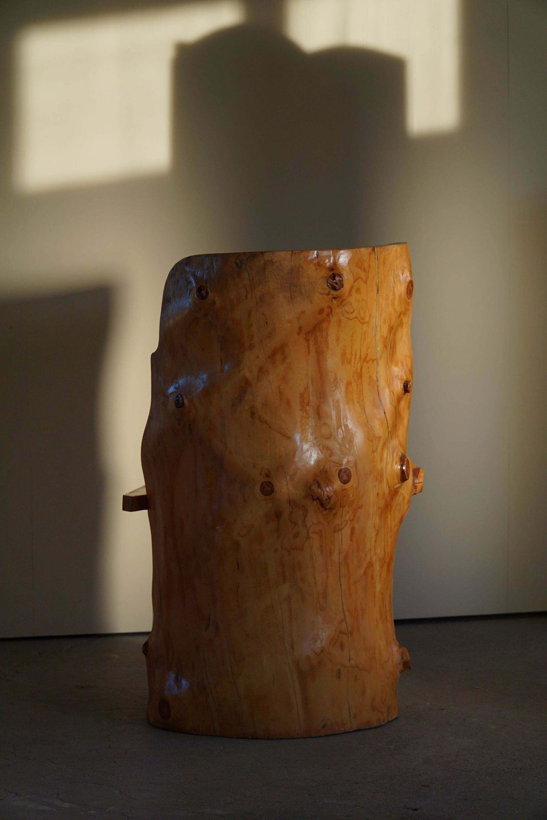Sculptural Carved Wabi Sabi Brutalist Stump Chair In Solid Pine, Swedish, 1960s photo for sale
