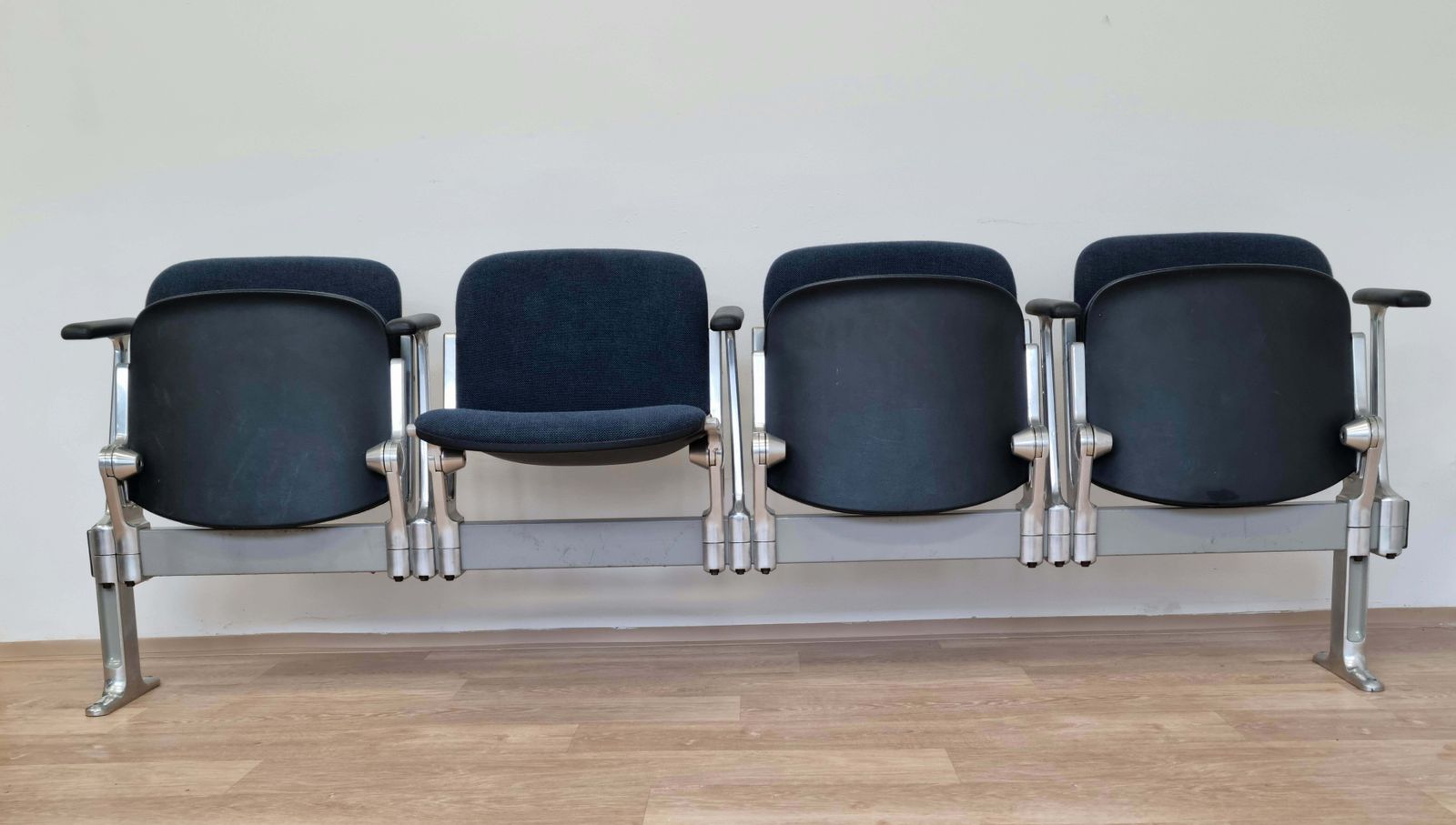 Midcentury Four Seat Bench Castelli, Axis 3000, Giancarlo Piretti, Italy, 1970s photo buy