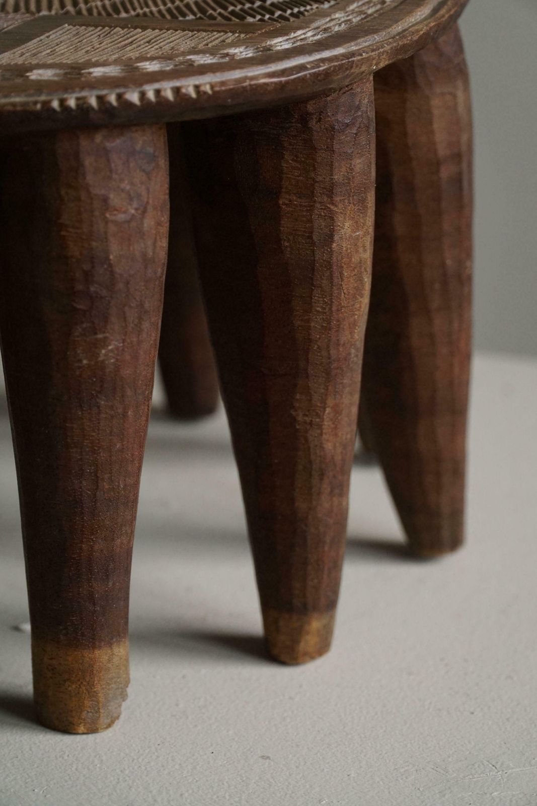 1582.0 Hand Carved "Nupe Tribe" Stool With 10 Legs, Wabi Sabi, Made In Nigeria, 1950s photo
