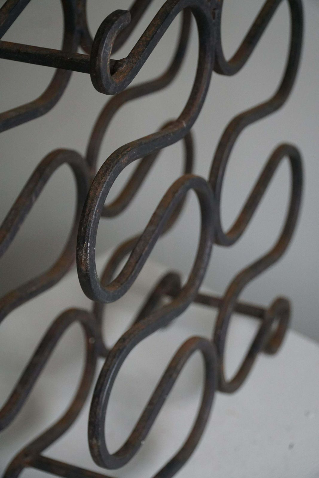 photo for sale Vintage Sculptural Wine / Magazine Rack In Cast Iron, French Art Deco   1930s