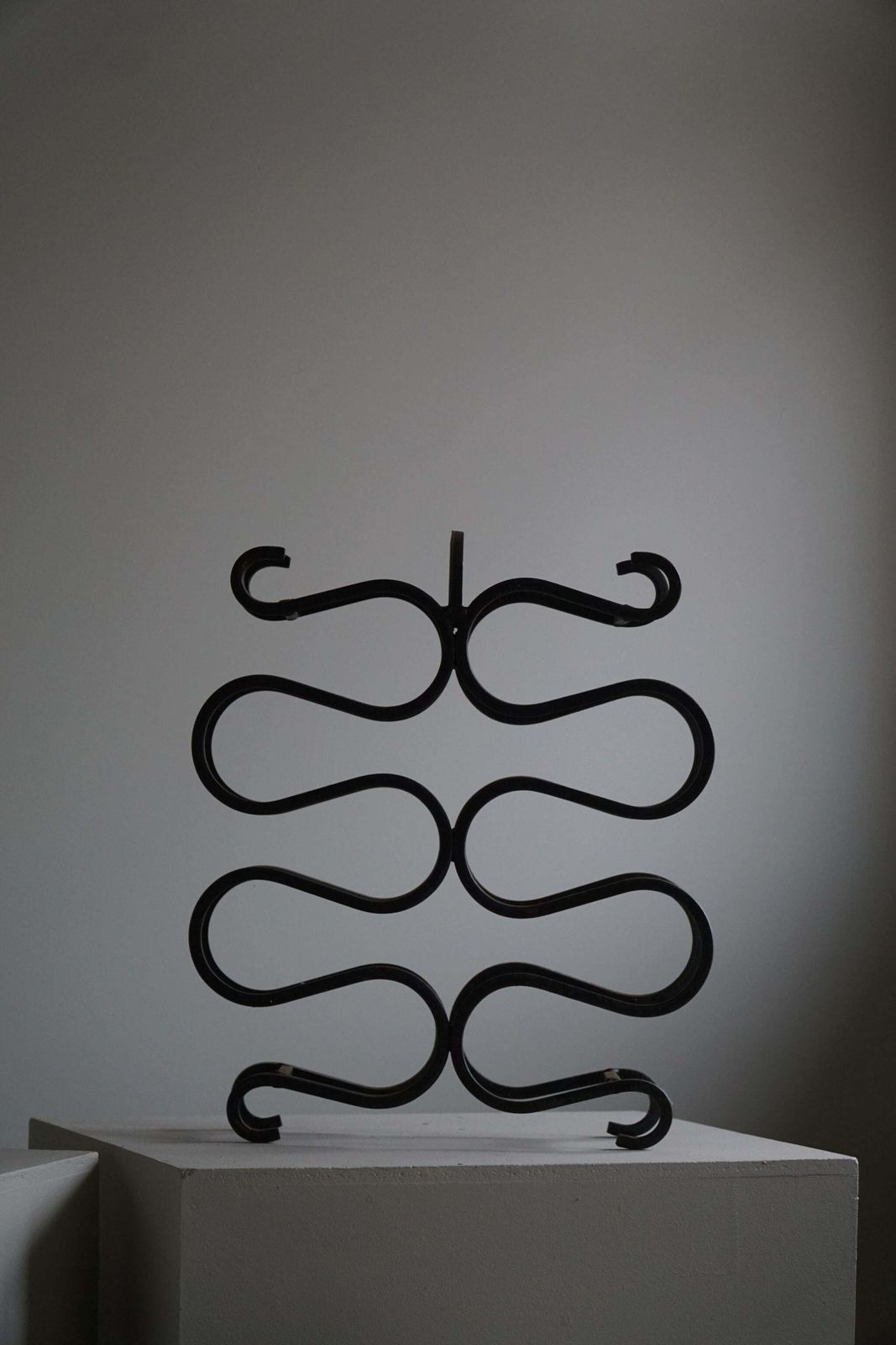 Home Decor Vintage Sculptural Wine / Magazine Rack In Cast Iron, French Art Deco   1930s photo