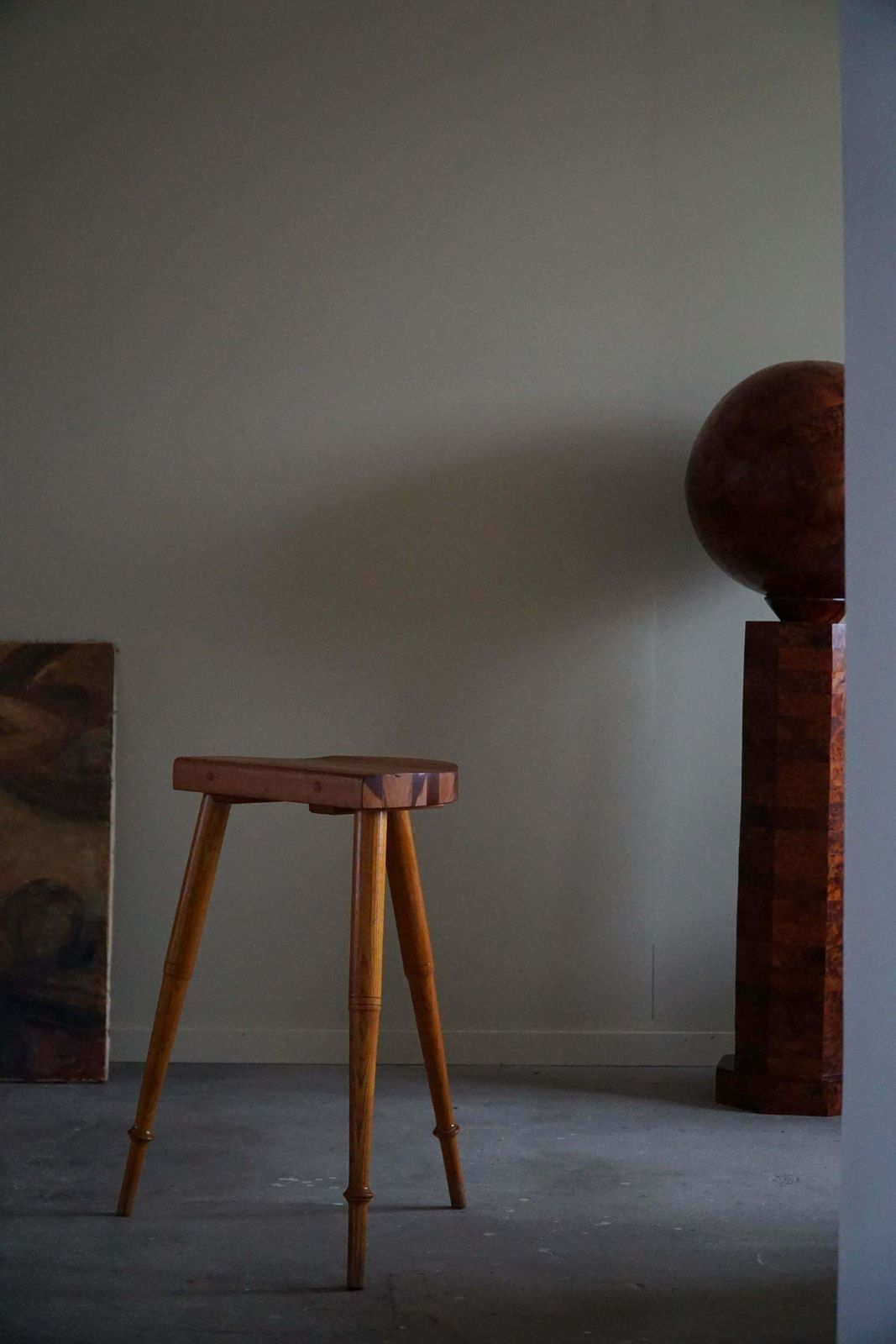 Tall Tripod Stool In Solid Pine, By A Danish Cabinetmaker, Mid Century, Ca 1960s £495.99 photo for sale