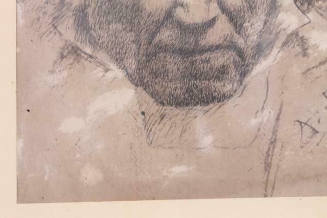 photo for sale Ancient Painting From The End Of The 19th Century, Portrait In Ink Signed A. Fernadez