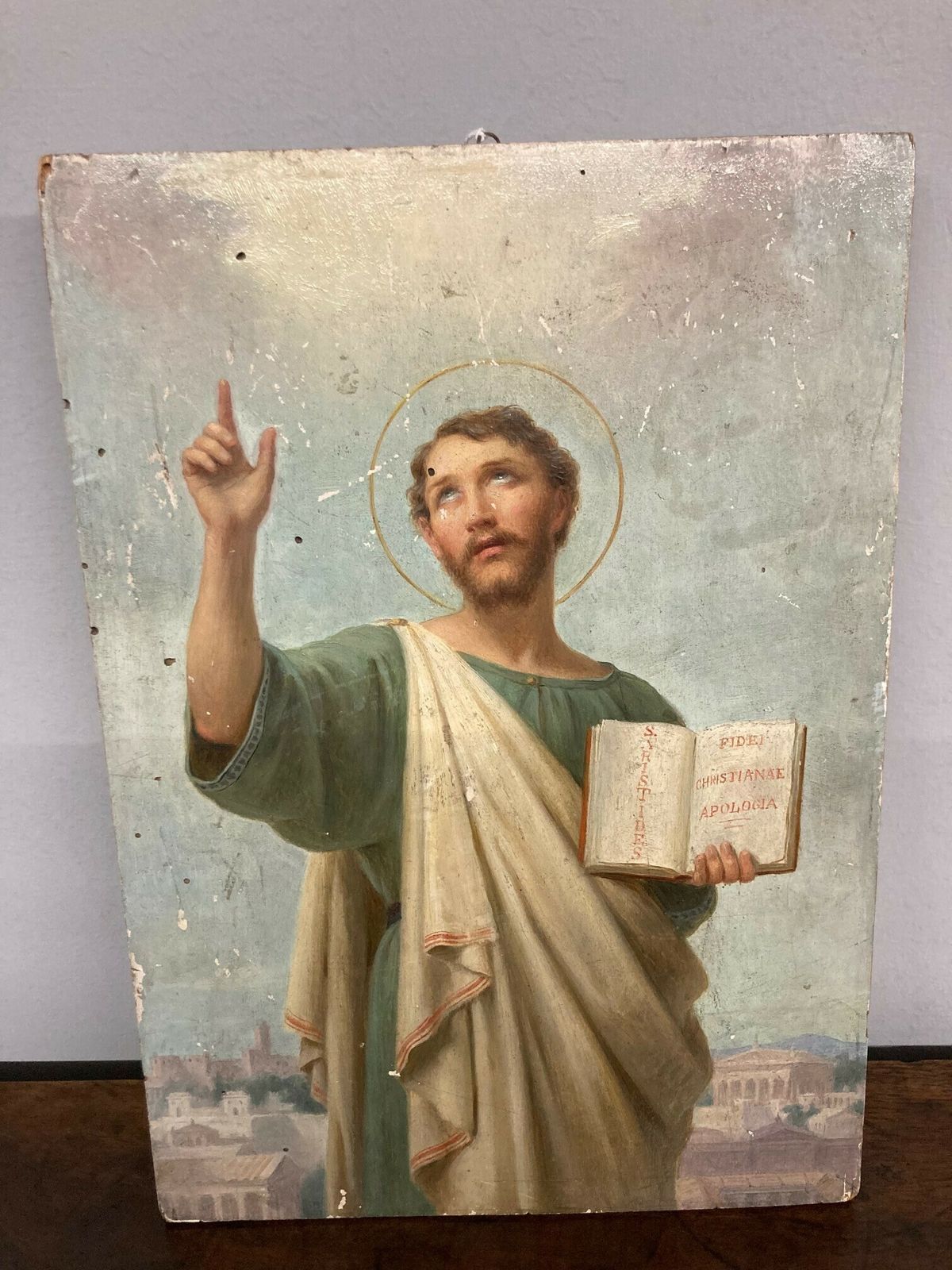 Ancient Icon Painting Of St  Aristide From The 18th Century Italian School