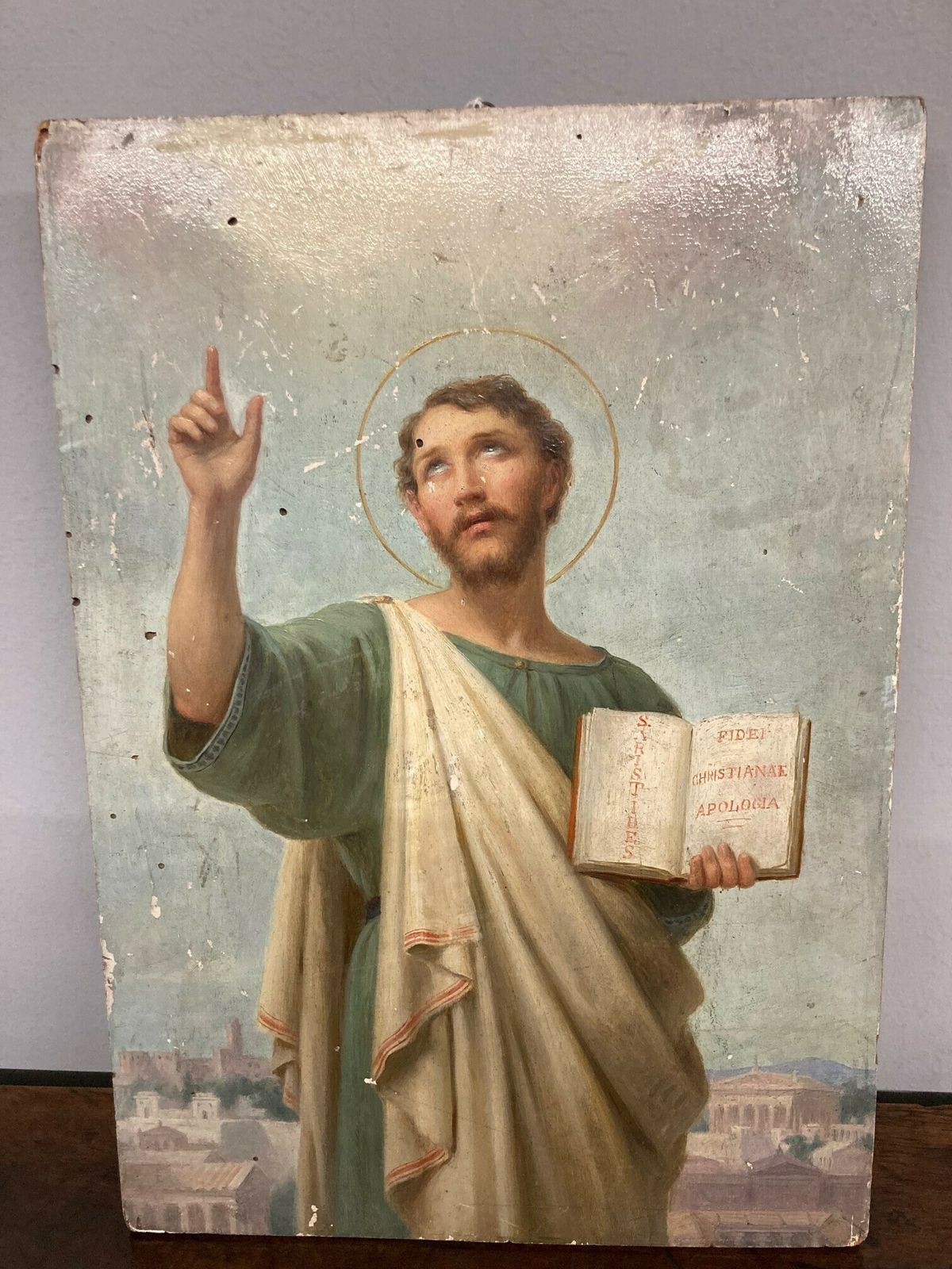 Art Ancient Icon Painting Of St  Aristide From The 18th Century Italian School photo