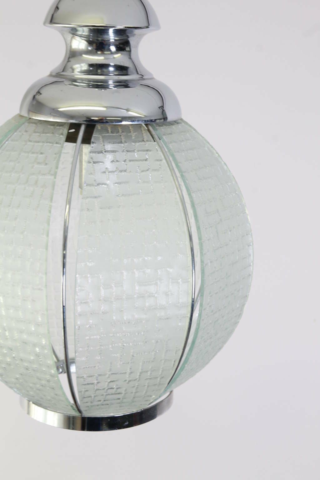 photo for sale Lantern In Satin Glass And Modern Steel 1950. Chandelier Chandelier. Ok Vintage System