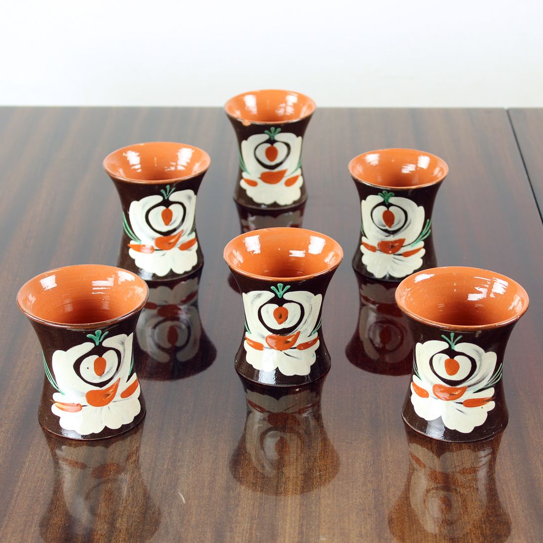 Set Of 6 Handmade Vintage Cups, Pozdisovce Czechoslovakia 1950s photo 320.0