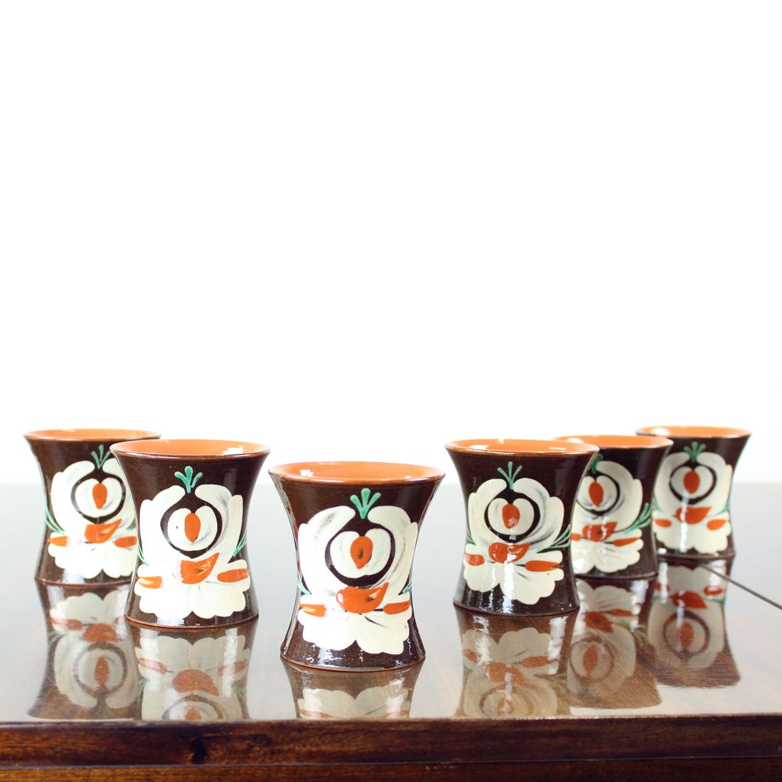Set Of 6 Handmade Vintage Cups, Pozdisovce Czechoslovakia 1950s photo vinterior