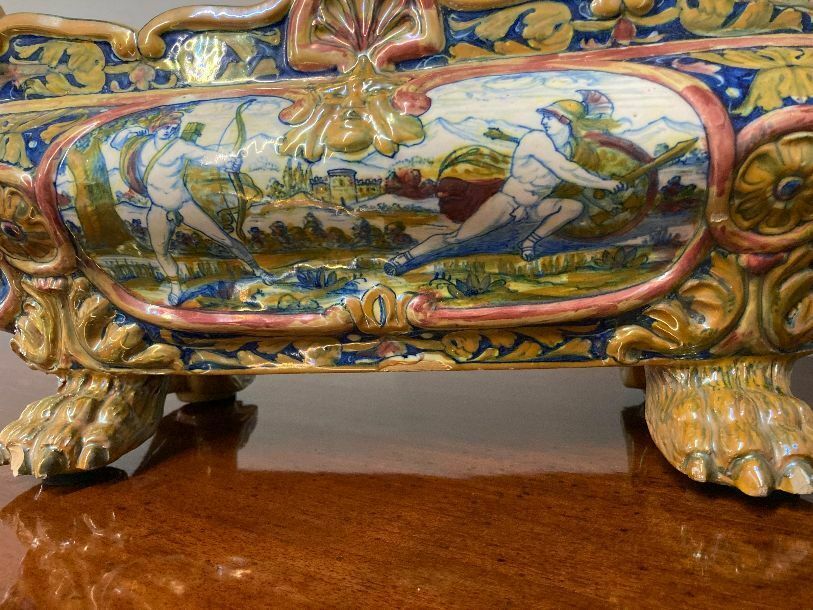 photo furniture Antique Centerpiece In Luster Ceramic Santarelli Gualdo Tadino 1920