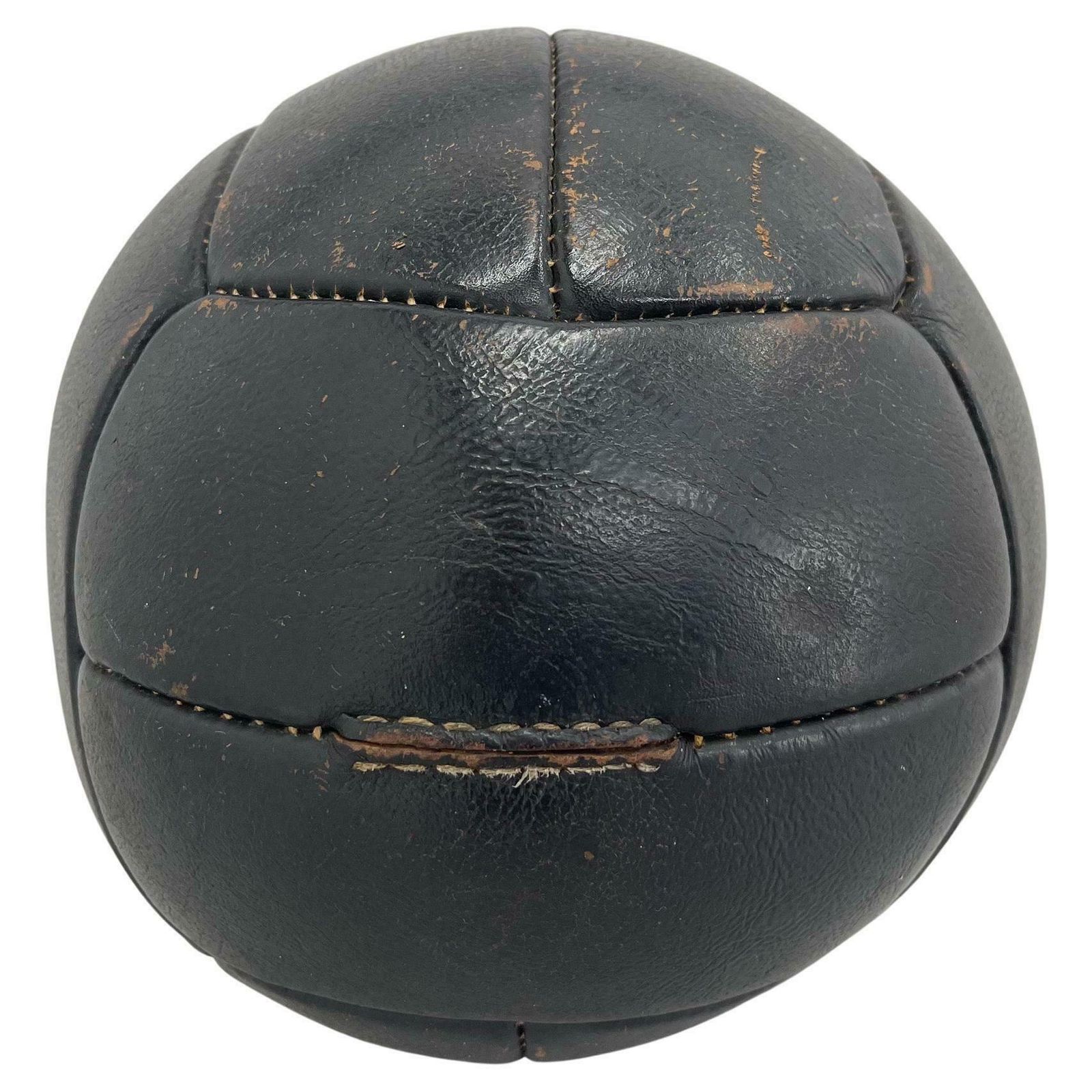 Vintage Black Leather Medicine Ball, 1930's