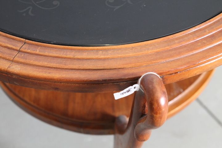 Paolo Buffa Coffee Table, Black Satin Glass Top. 50s Modern Unique Design photo Furniture