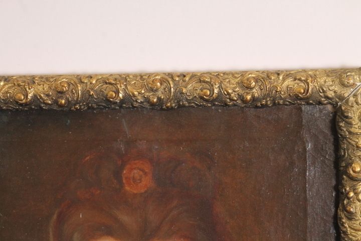 photo vintage Ancient Lady Oil On Canvas From The 18th Century Tuscan School. Painted Antique