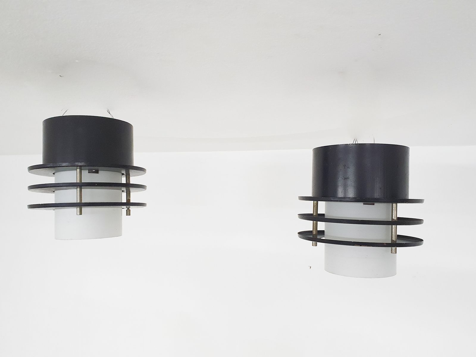 Set Van Twee Minimalistische Plafondlampen, Nederland, Ca. Jaren 1960 photo furniture