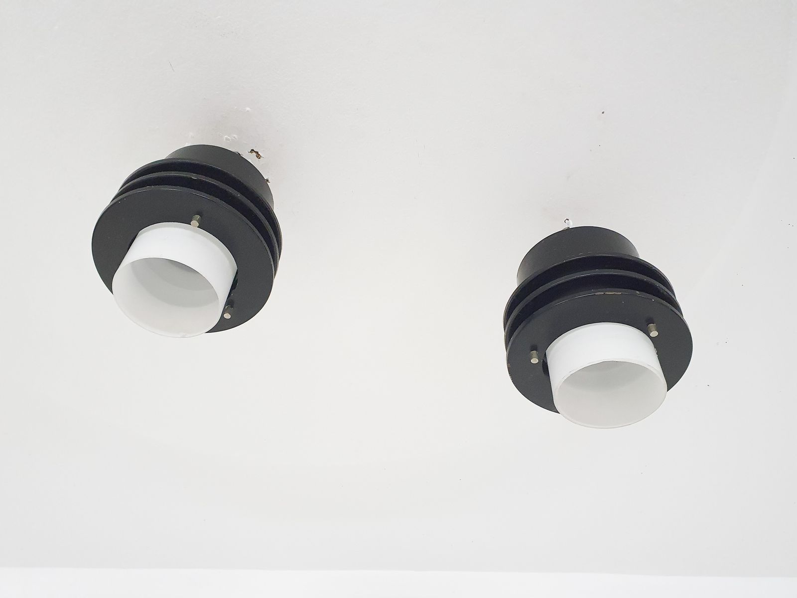 Set Van Twee Minimalistische Plafondlampen, Nederland, Ca. Jaren 1960 photo for sale