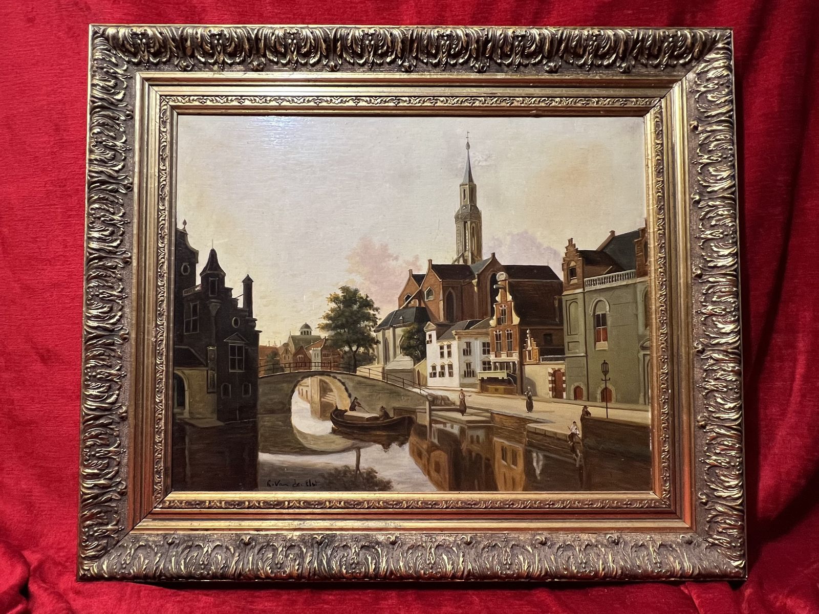 Art 20th Century Dutch School After Johannes Vermeer 'View Of Delft' Oil Painting photo