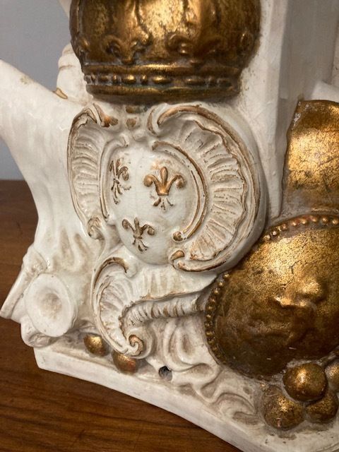 Ancient Ceramic Sculpture Of Knight's Armor With Base From The Early 1900s photo furniture