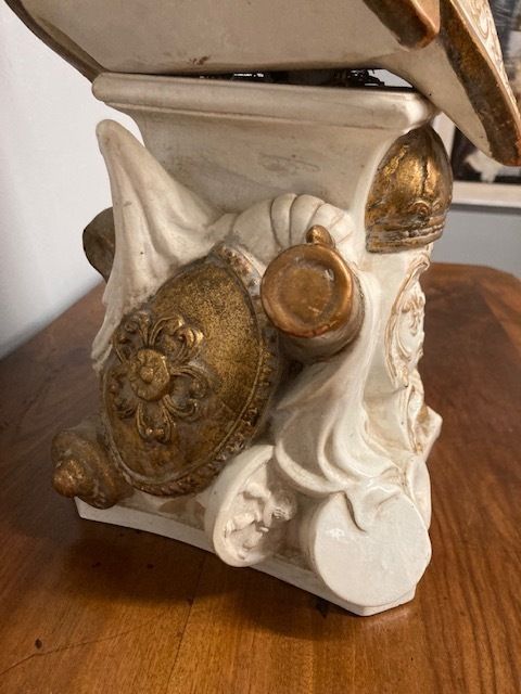 Ancient Ceramic Sculpture Of Knight's Armor With Base From The Early 1900s photo buy