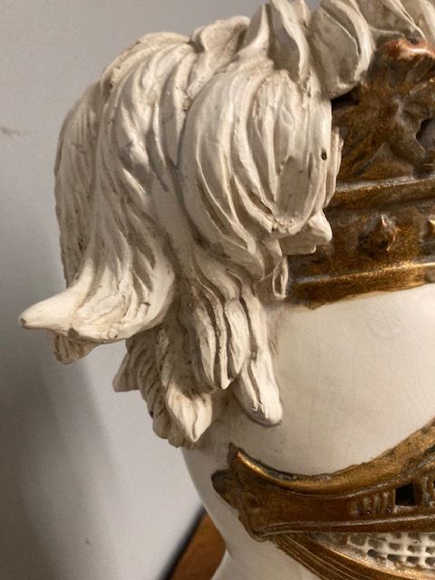 Ancient Ceramic Sculpture Of Knight's Armor With Base From The Early 1900s photo vintage