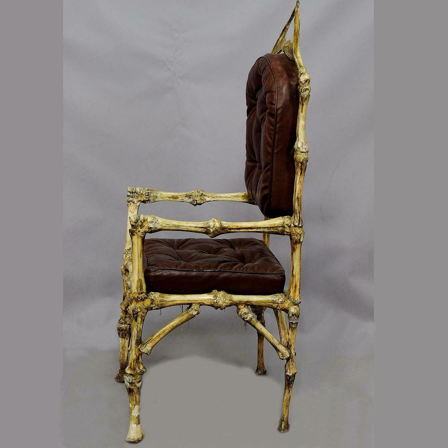 Large Vintage Cow Bone Throne Armchair, Germany, Circa 1930