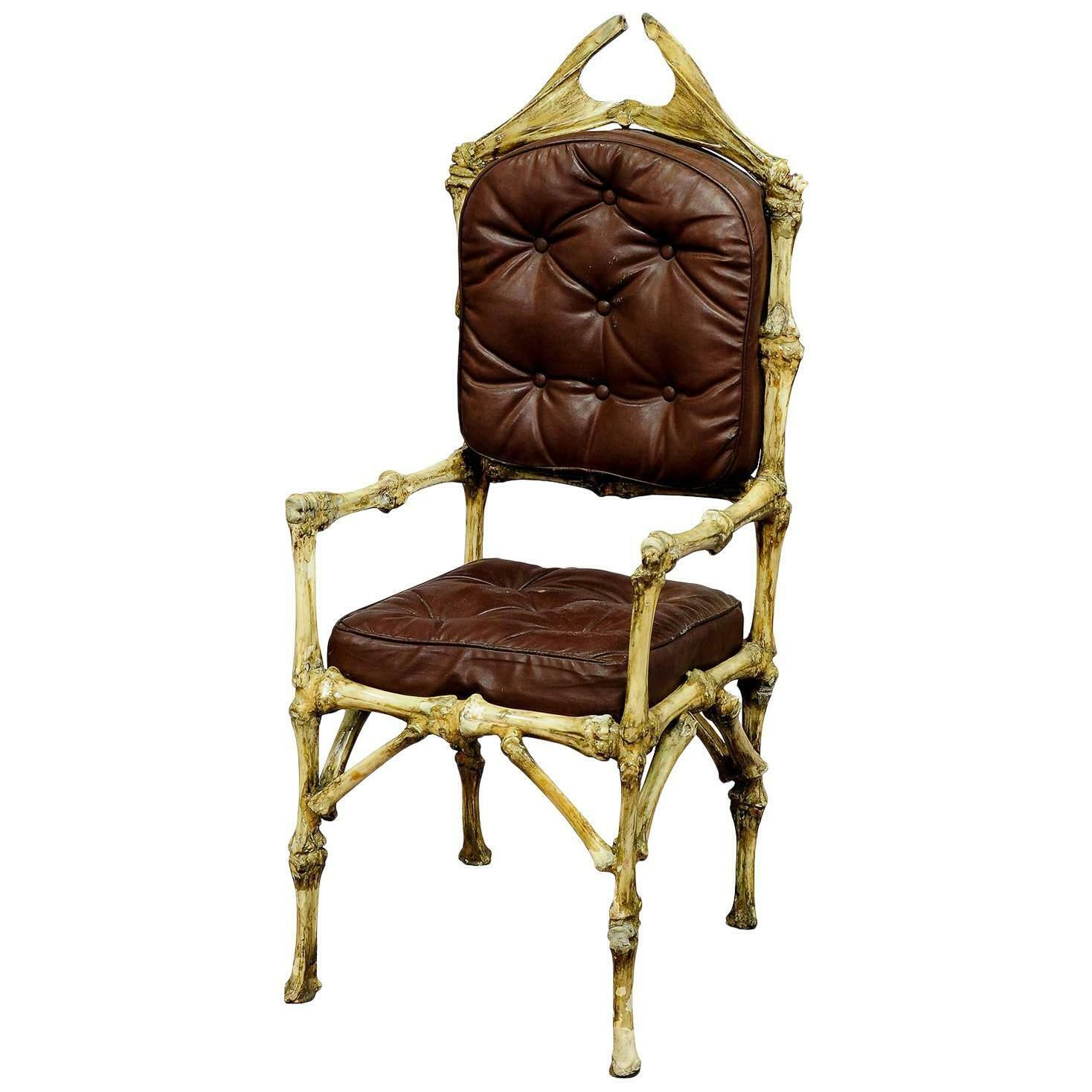 Large Vintage Cow Bone Throne Armchair, Germany, Circa 1930 photo furniture