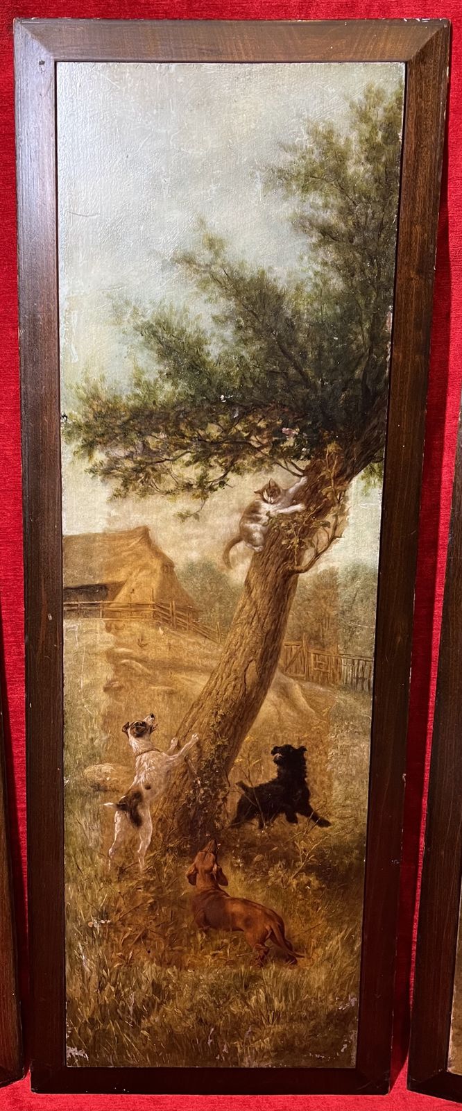 Trio Of Hunting Dogs In Landscapes Painted Upon Wood Panels After Heinrich Sperling photo 1895.0