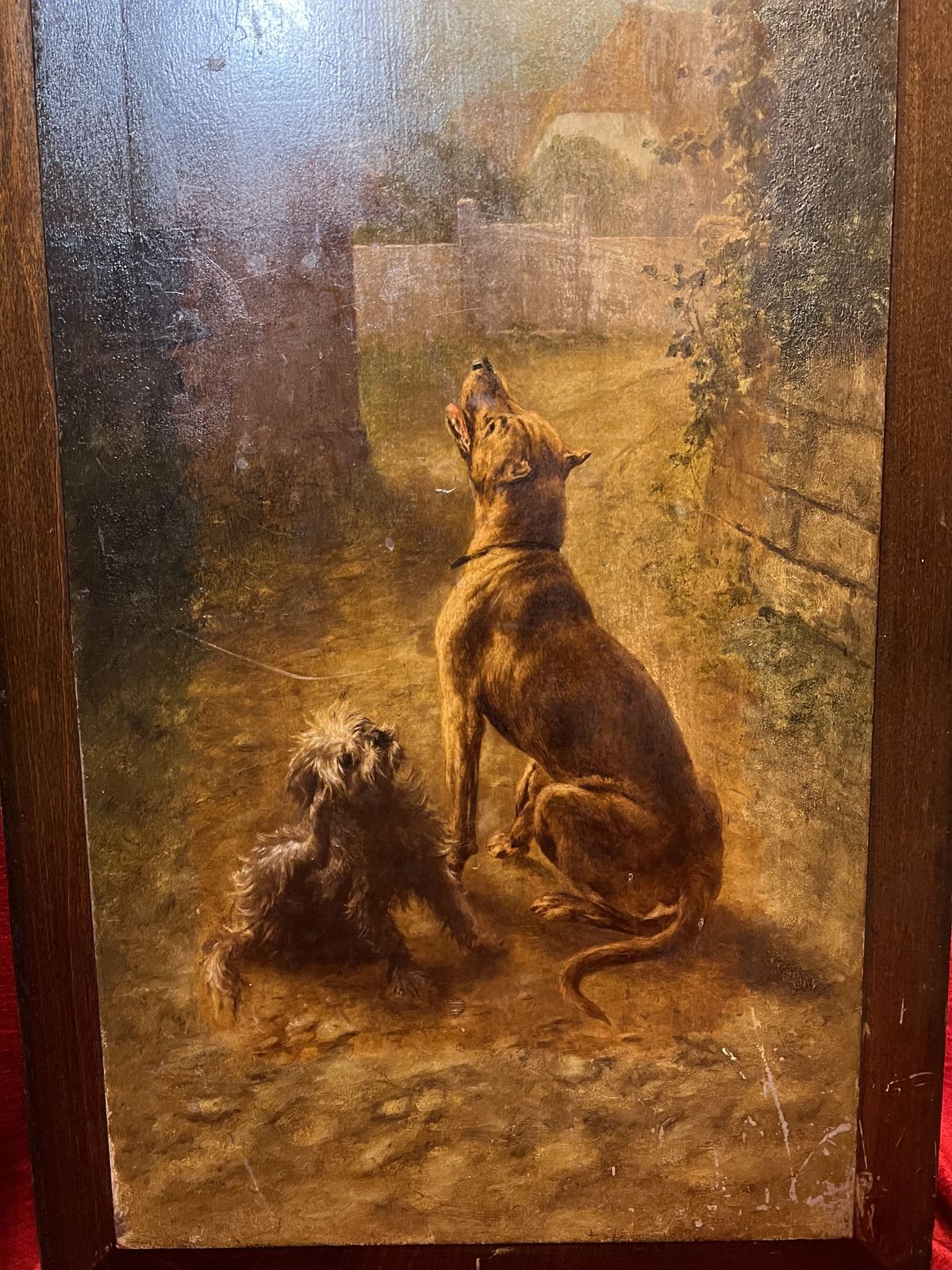 photo furniture Trio Of Hunting Dogs In Landscapes Painted Upon Wood Panels After Heinrich Sperling