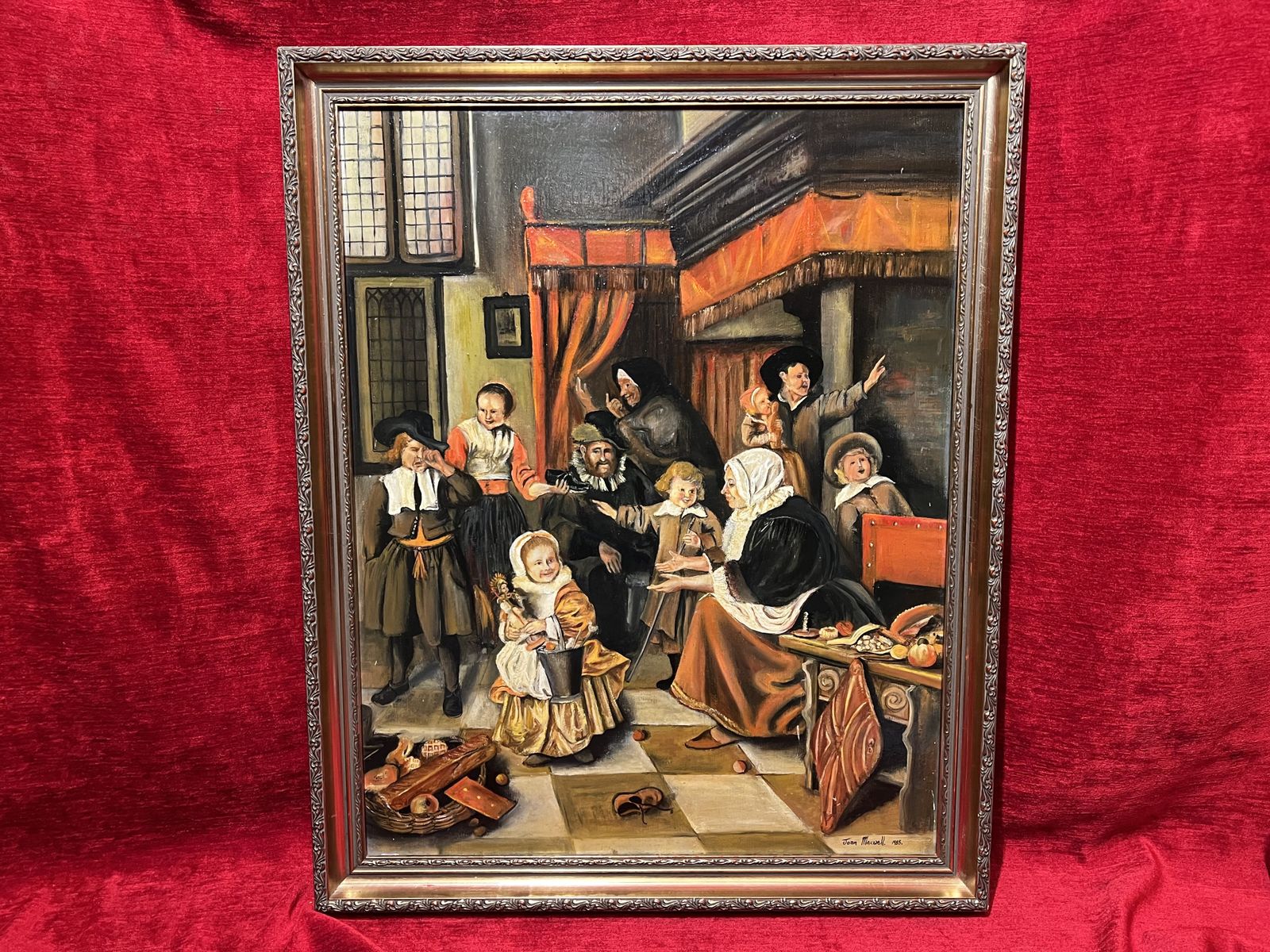 20th Century Tudor Interior Scene Titled 'The Feast Of St Nicholas' By Artist Joan Maxwell
