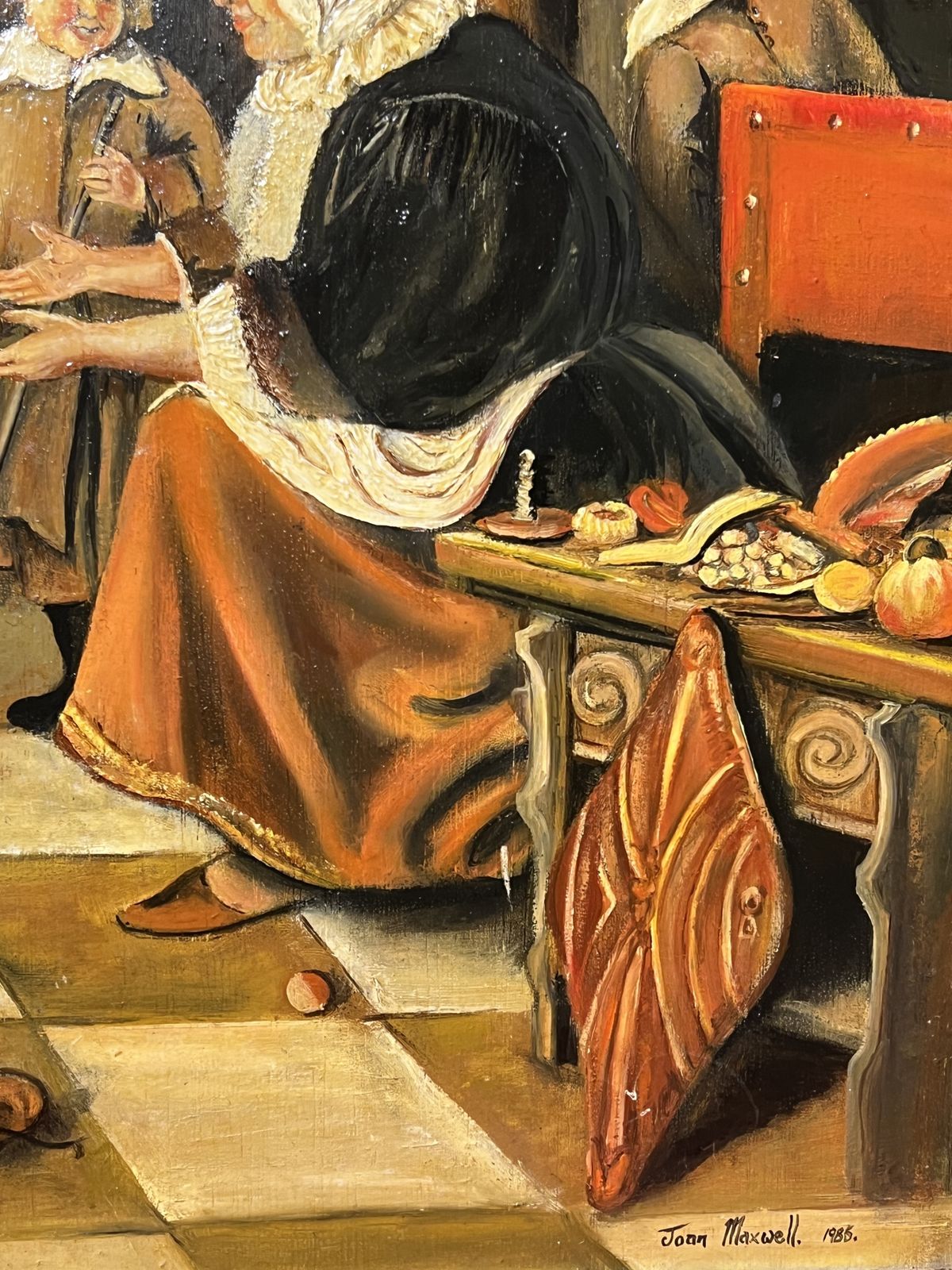 photo furniture 20th Century Tudor Interior Scene Titled 'The Feast Of St Nicholas' By Artist Joan Maxwell