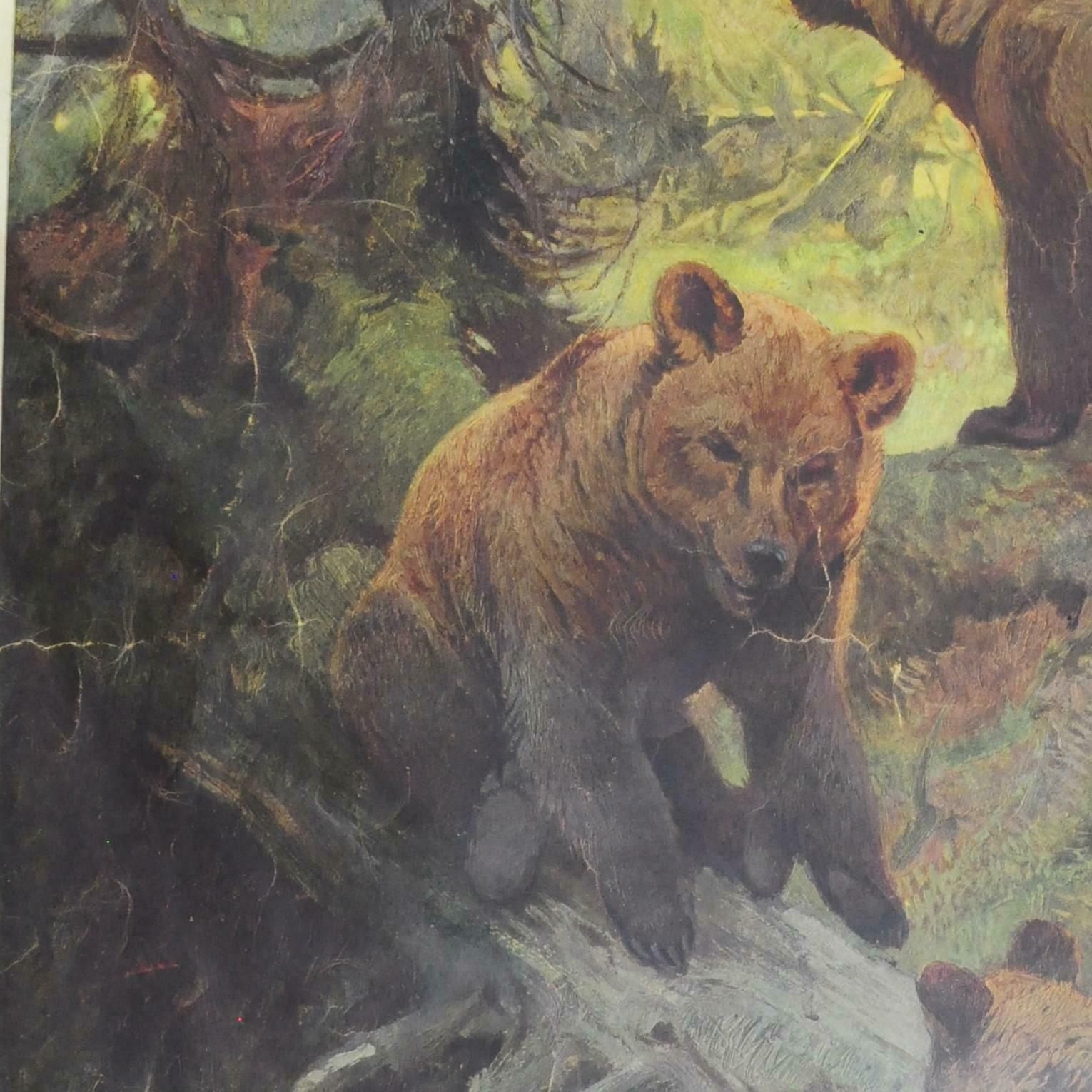 Cute Vintage Printed Wall Chart Family Of Brown Bears photo furniture