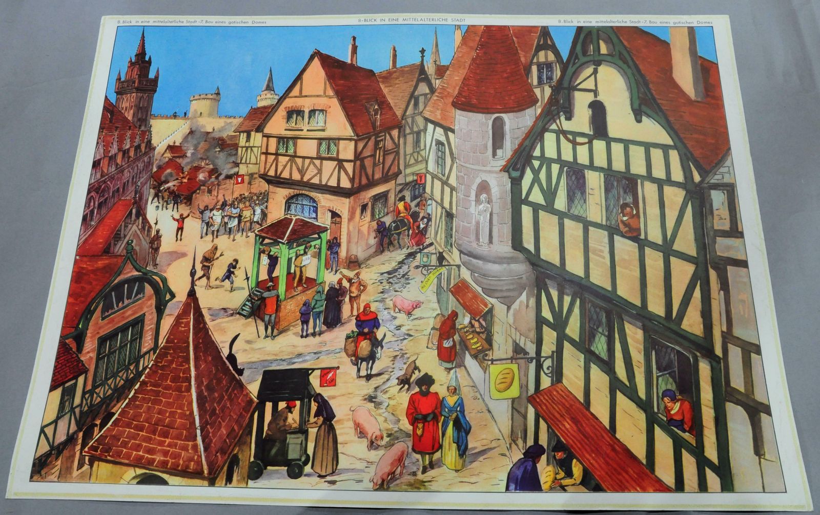 Vintage Poster Historical Construction Gothic Dome Mediaeval City Historical Site photo for sale