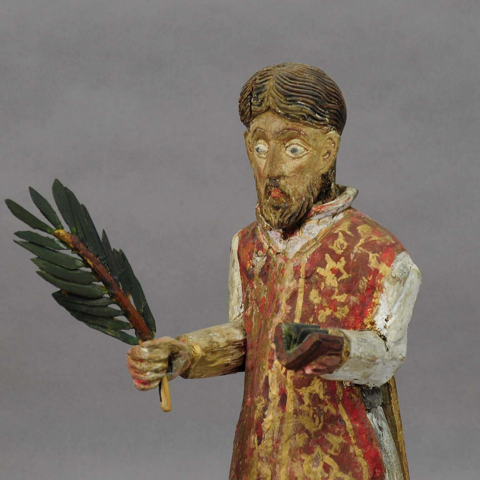 Wooden Carved Sculpture Of A Saint, Circa 1850